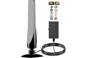 HP PAPERS [2024 Release] Antier 750+ Miles Range Indoor TV Antenna – HDTV Antennas are 8K 4K Full HD Compatible, with Best Powerful Amplifier and Signal Booster, 10ft Coaxial Cable for Smart & Older TVs, black
