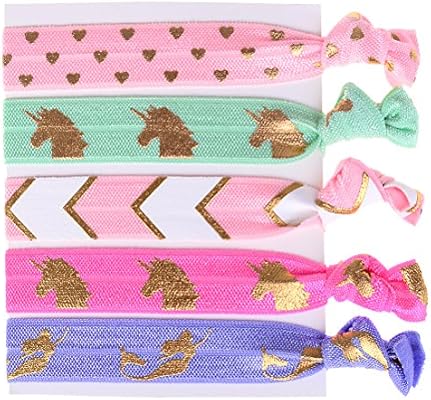 Mayatown 5pcs Set Girls Unicorn Hair Tie Magical Unicorn Party