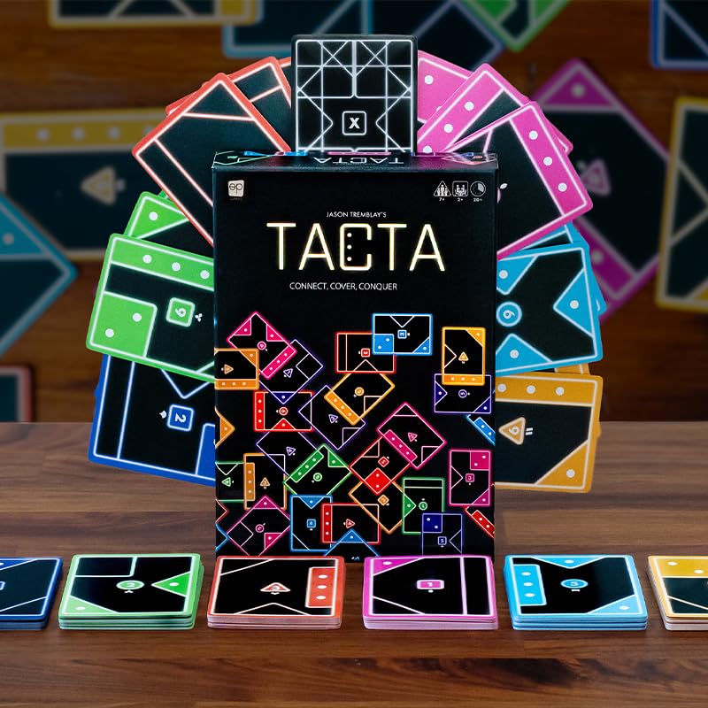 TACTA Card Game, Where Every Card Counts, Fast-Paced Strategic Shape Matching Party Game, Analyze and Optimize to Connect, Cover & Conquer to Win, Unique Party Game Play for 2 or More Players, Ages 7