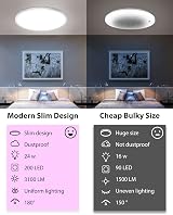 zemty 24W RGB LED Ceiling Light with Remote 3000K-6500K Dimmer 3200LM view 4