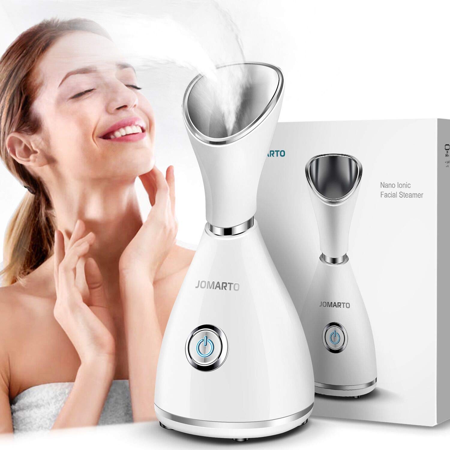 Facial Steamer, JOMARTO Nano Ionic Facial Steamer, Home Humidifier Personal Vaporizer, Portable Home Skin Spa Steamers, Warm Mist for Moisturizing and Blackheads Acne Skin Care, Ideal Gift: Beauty