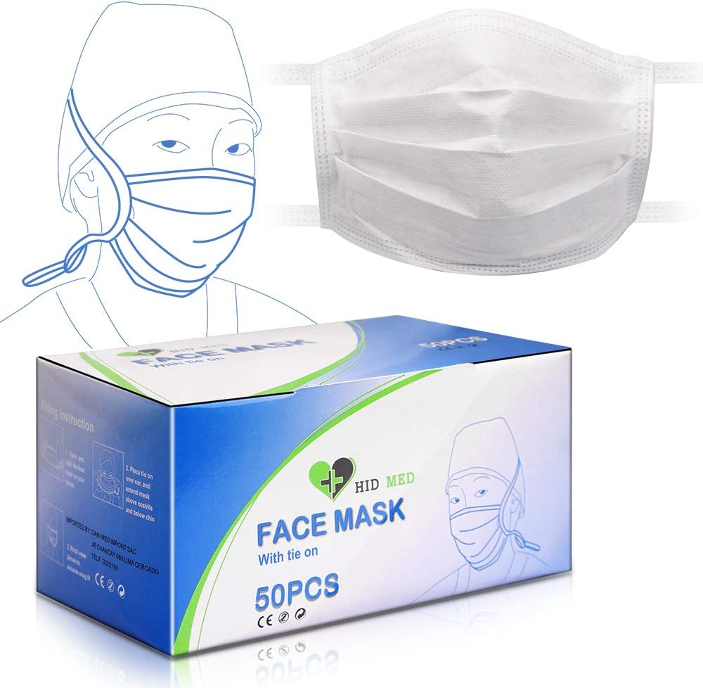 Surgical Masks (50 pack) Medical Standard - Sealed Bag - Hygienic Face Masks available in the US Protected Health and Beautician Care