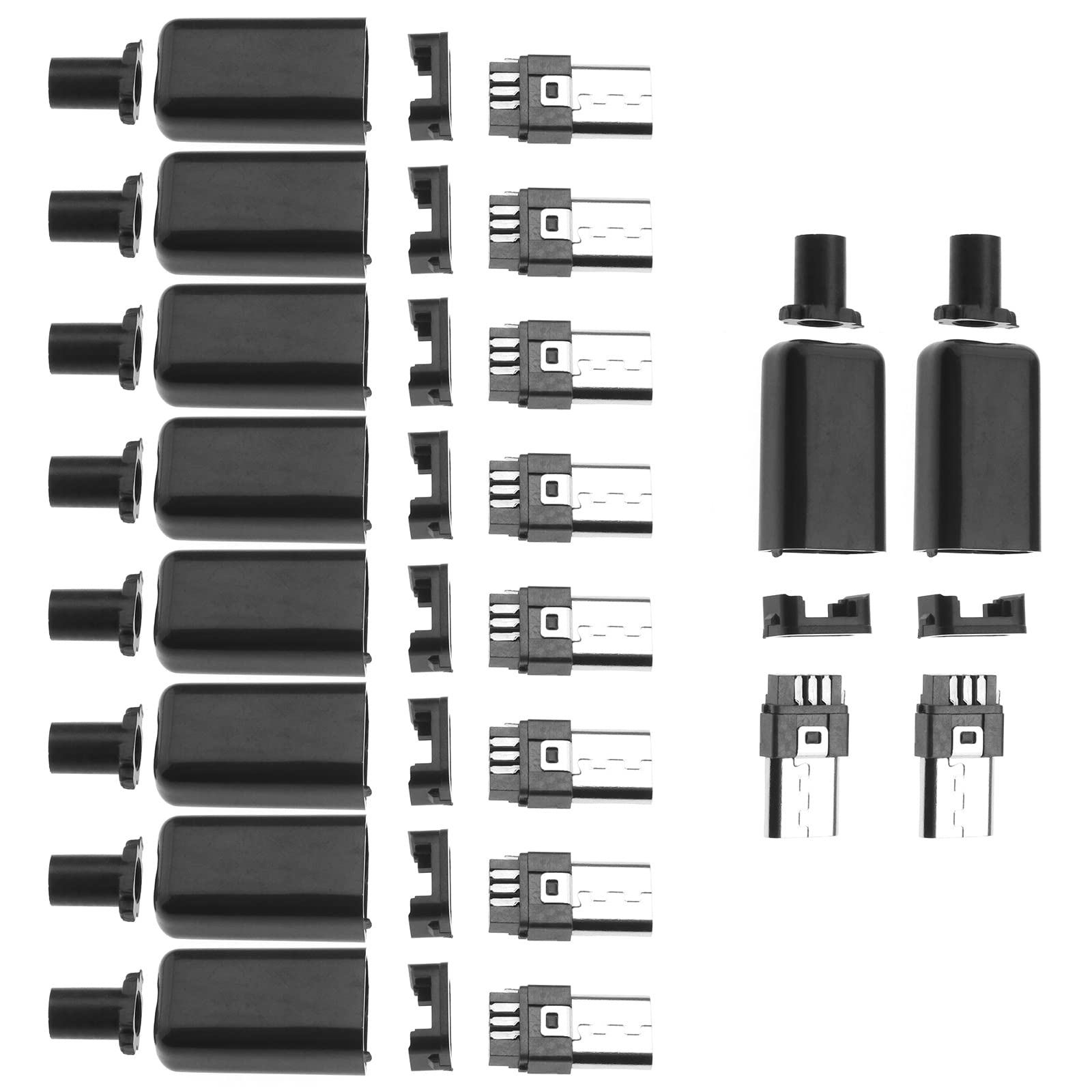 VGOL 10 Sets Micro USB Type B 5 Pin Male Jack Connector Solder Plug Adapter Plastic Shell for Mobile Phones Smart Phones Computer Camera
