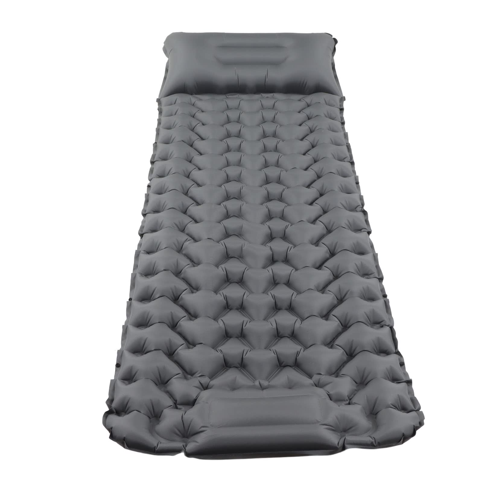 Camping Sleeping Pads, Foot Press Inflation Camping Mattress, Waterproof Nylon Sleeping Mat for Tent, Beach, Hiking and Backpacking, 440lb Bearing Capacity, Tear Resistance, Grey