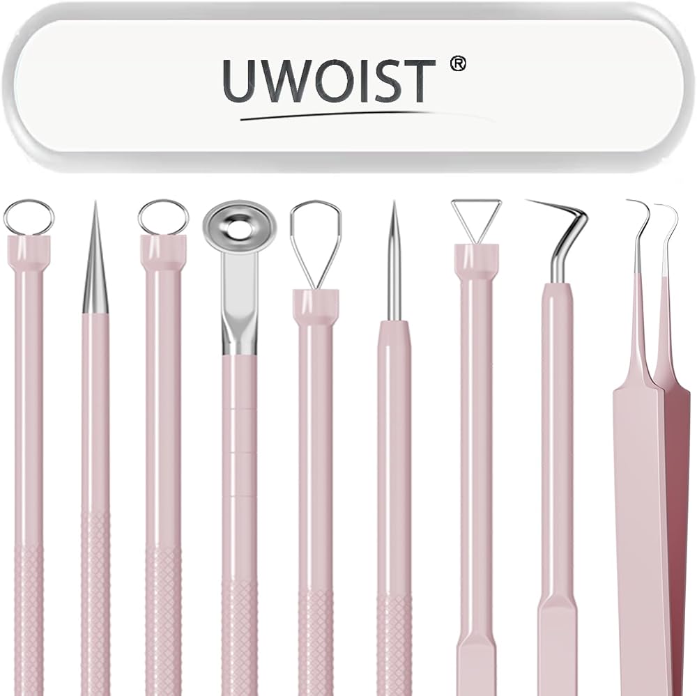 Pimple Popper Tool Kit Blackhead Remover Tools (5 Piece Kit), Professional Stainless Black Head Remover for face, Risk Free T