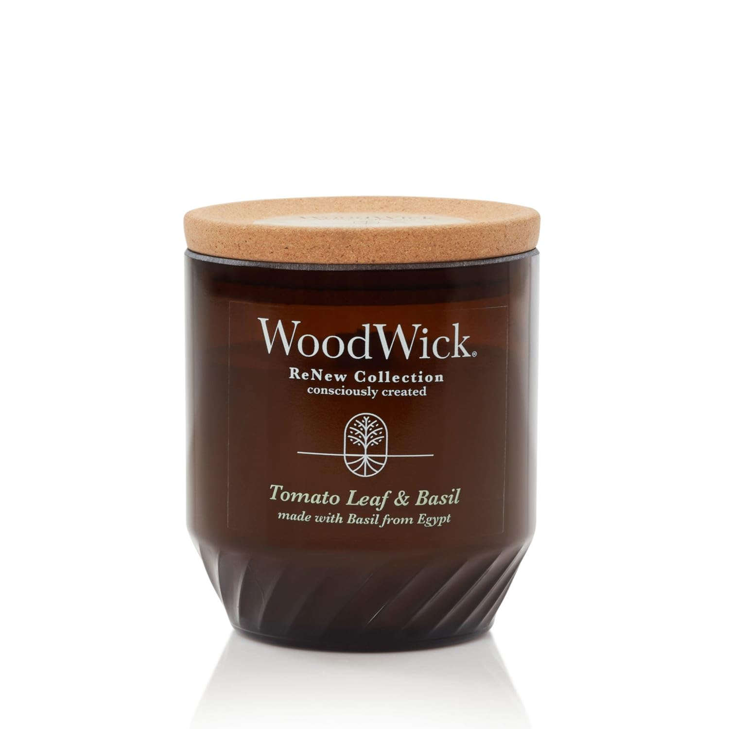 WoodWick Tomato Leaf & Basil Gifts for Women and Men, 6 oz. Renew Medium Candle with Crackling Wick