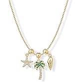 PAVOI 14K Gold Plated Dainty Necklace with Charms Set - Hypoallergenic Adjustable Chain Gold Charm Necklace for Women - Small Motif & Mantra 2 and 3-Pack Removable Pendants - Cute Jewelry Gifts