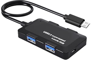 AreMe Micro USB OTG Cable Adapter with 4 USB Ports + Power Port for Fire Stick 4K and More Host Devices with Micro USB