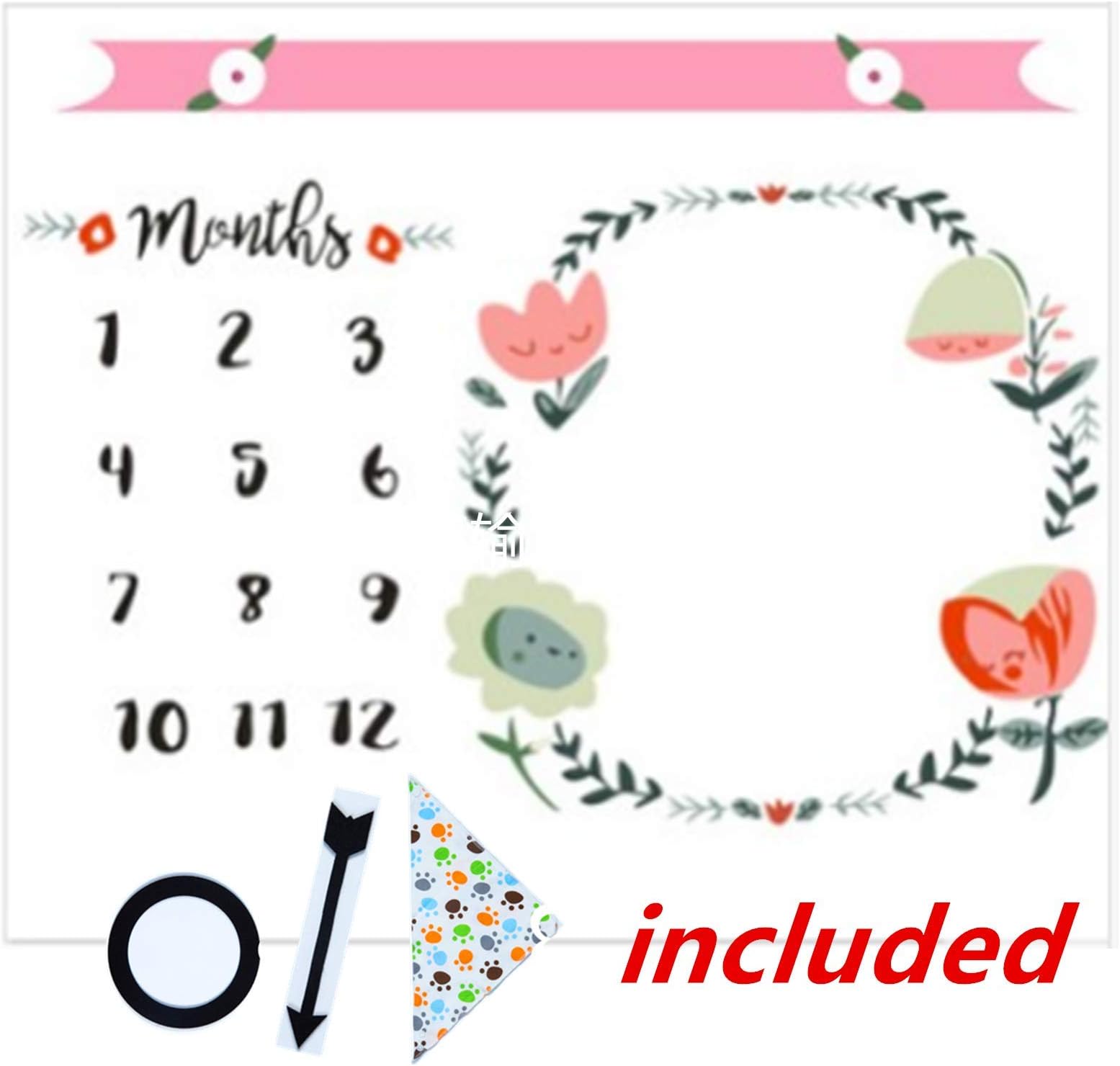 DPF Moonen Baby Monthly Milestone Blanket 100% Organic Fleece Extra Soft Baby Photography Backdrop Memory Blanket 47x47” Plush Fleece Baby Milestone Blanket for Newborn Boy or Girl (Floral)