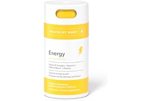 H' HABIT Health by Habit Energy Supplement (60 Capsules) - Natual Caffeine Blend, Vitamins B & C, Supports Energy Levels, Promotes Mental Alertness and Focus, Vegan, Non-GMO, Sugar Free (1 Pack)
