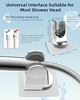 Hibbent Chrome Shower Head Holder Nail Free Wall Mount Adjustable 45° view 4