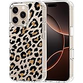 MOSNOVO Case for iPhone 16 Pro, [Buffertech 6.6ft Military-Grade Drop Protection] [Anti Peel Off Tech] Clear TPU Bumper Phone Case Cover Design - Leopard Print