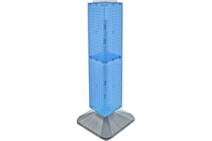 Azar Displays 703387-BLU Standard Four-Sided Interlocking Pegboard Tower, Blue Translucent