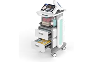 QAUSOU Medical Carts with Wheels and Drawers, Mobile Trolley Carts Professional Ultrasound Cart Dental Rolling Cart with Laptop Pallet for Hospital Beauty Salon