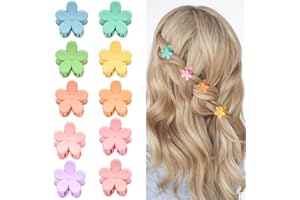 Ahoney 10Pcs Small Hair Claw Clips Cute 0.77" Mini Flower Daisy Hair Clips for Hair Decorations for Women Girls Mini Jaw Clips Strong Hold Hair Barrettes (Coloful flower)
