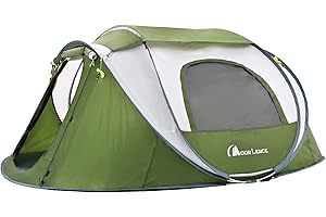 MOON LENCE Camping Tent 4 Person Pop up Tent Set Up in 10 Seconds Instant Tent for Family Waterproof with Detachable Rainfly and Skylight