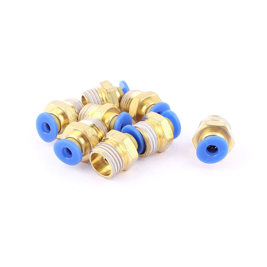 Sourcingmap 4mm Tube to 1/4BSP Thread Push in Quick Connect Coupler Fittings 8 Pcs