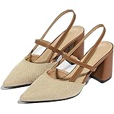 Lyngixko Block Heeled Sandals Pumps Chunky Closed Toe Shoes for Women