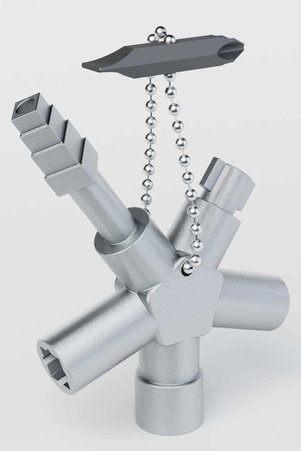 ABSINA Universal Key with 6 Profiles - Universal Key for Common cabinets & Locking Systems - Switch Cabinet Key Square Key Triangular Key Multi Key