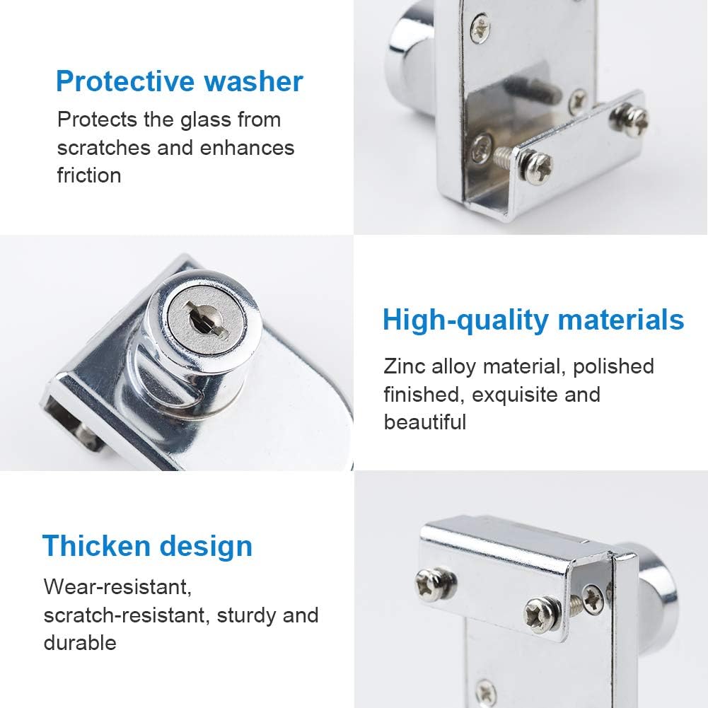 INCREWAY 2 Packs Glass Door Lock, Zinc Alloy Security Showcase Display Glass