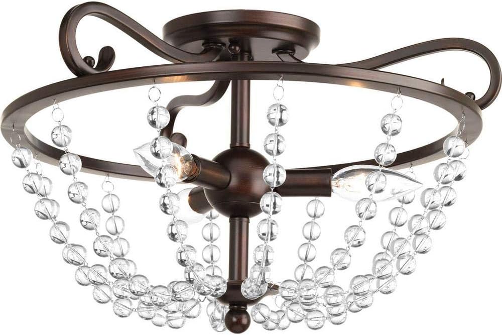 Progress Lighting P3758-20 Bliss 17-in W Antique Bronze Clear Glass Semi-Flush Mount Light