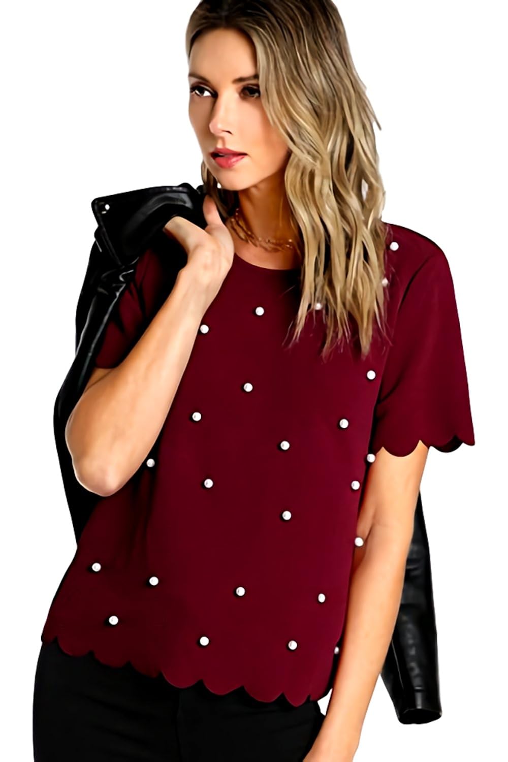 fabrange women's polycotton pearl stretchable top