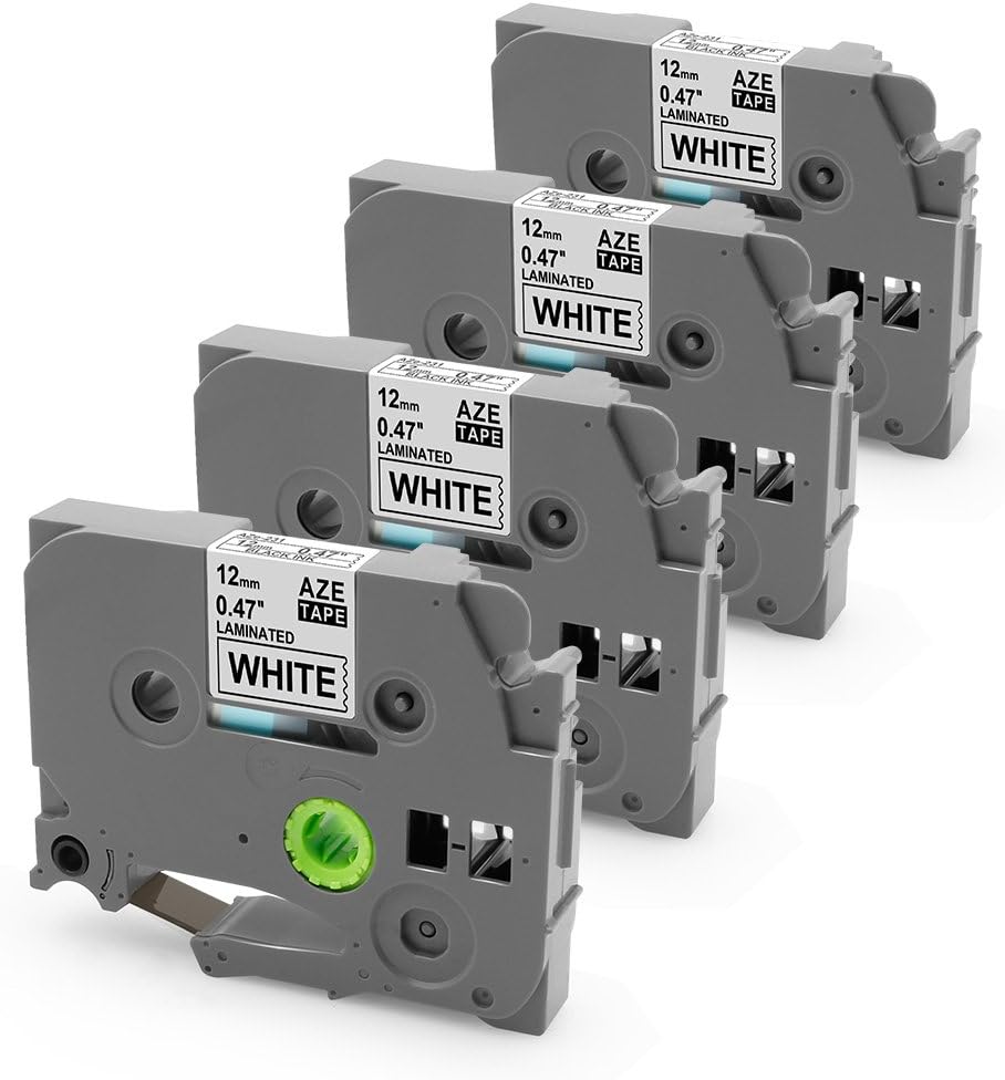 Compatible Label Tape Replacement for Brother P-Touch TZe-231 12mm 0.47 Black on White Tape, TZe231 TZ 231 12mm x 8m Cassette for P-Touch TZe Label Maker Printer PT-1000 GL-H105 GL-200 PT-1080, 4-Pack