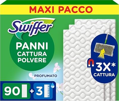 Dry, Ricarica Microfibra Catturapolvere, 90 Panni + 3 Lavapavimenti