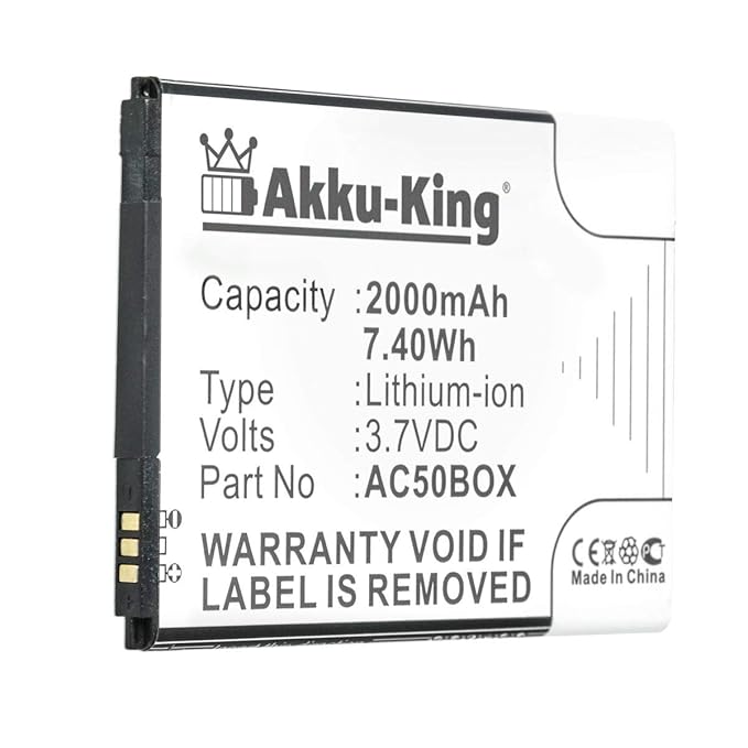 Akku-King Akku ersetzt Archos AC50BOX - Li-Ion 2000mAh - für 50 Neon, 50 Neon 4G, 50 Platinium, 50B Oxygen, 50B Sauerstoff, A