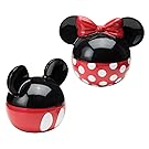 Vandor 89030 Disney Mickey and Minnie Mouse Ceramic Salt and Pepper Set, Red/Black