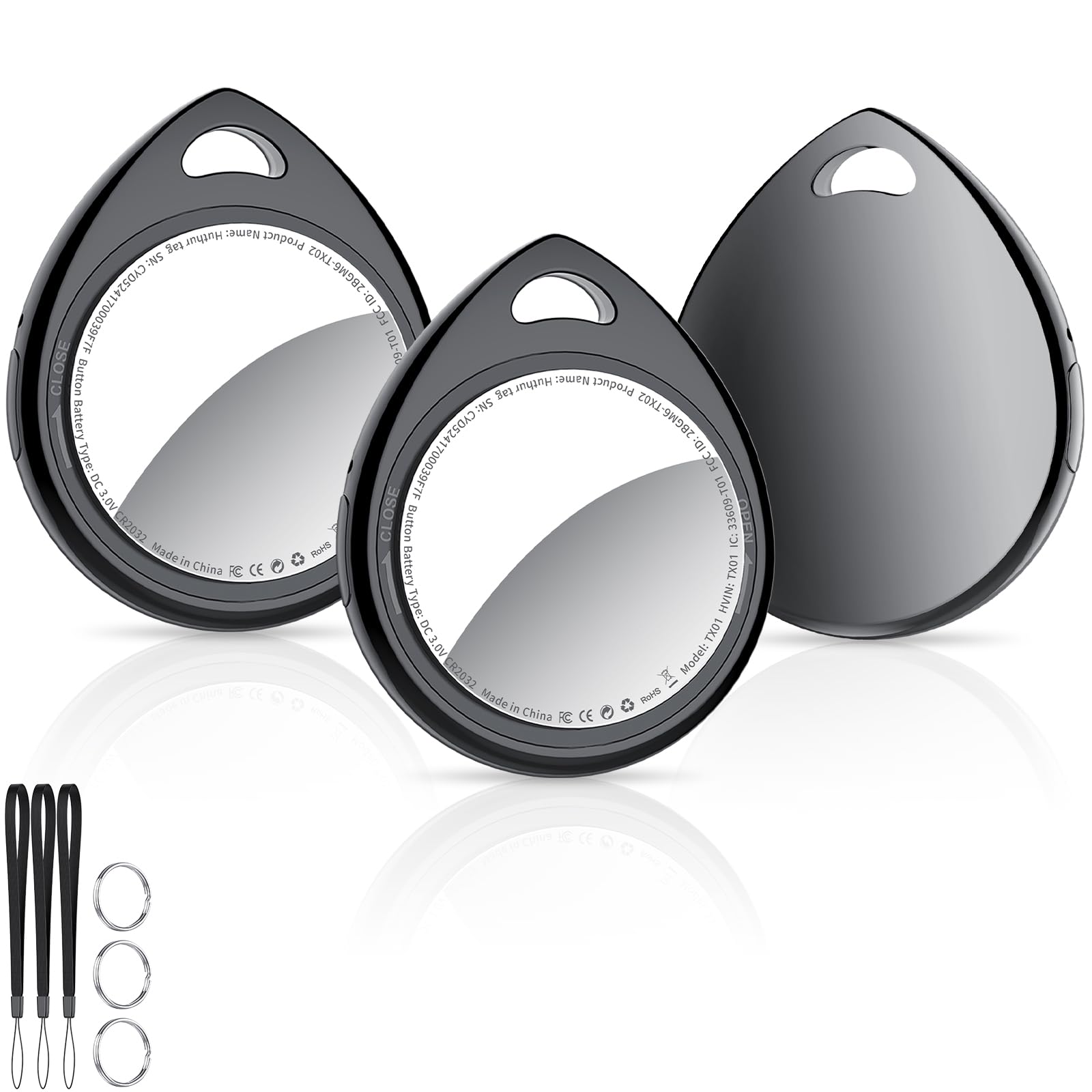 Air Tracker Tags 3 Pack Deep Black, 5.3 Bluetooth