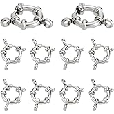 PH PandaHall 10pcs Stainless Steel Spring Ring Clasps with Round Close Ring Smooth Surface Clasps Findings for DIY Necklaces Anklets Jewelry Making 15x12x4mm