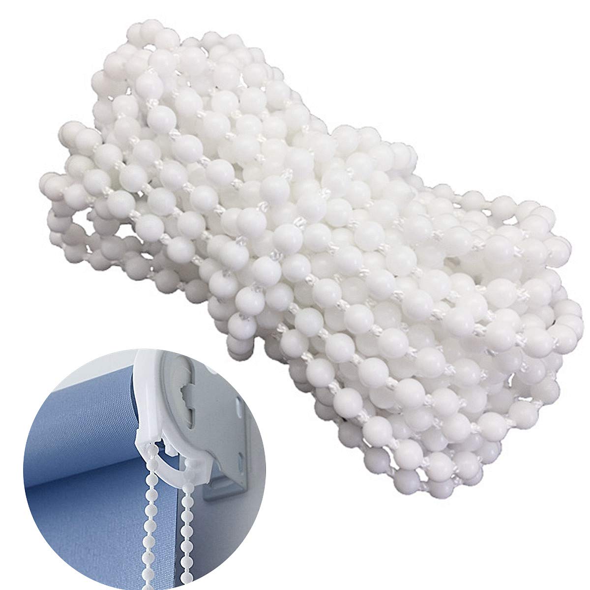 YEQIN 10 Yards Roller and Roman Shade Blind Beaded Chain Cord，White Plastic Roller Blind Chain Repair，Roller Curtain Bead Rope,Blind Beaded Cord for Roller Blind Fitting