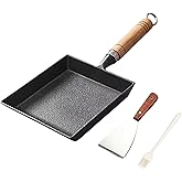 Toutrop 7.5" Cast Iron Omelette Pan, Rectangle Tamagoyaki Egg Roll Pan, Square Cooking Pans for All Stoves