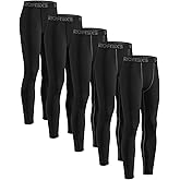 Celfaeree 5-6 Packs Boys Compression Leggings, Youth Compression Pants Tights, Boys Leggings Base Layer for Sports