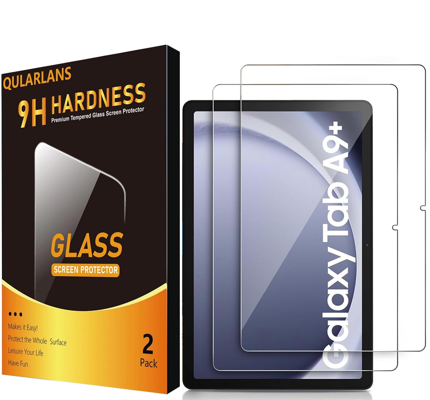 Photo 1 of Qularlans 2 Pack Screen Protector for Samsung Galaxy Tab A9+ Plus (11-Inch 2023,Model SM-X210/X216/X218), Anti-Scratch 9H Hardness Tempered Glass Film