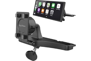 SkyTitan CD Slot Car Mount for Portable CarPlay Screens, Adjustable Angles, Low Profile and Sleek, Integrated Mounting Solution for in-Car Android Display Monitors (4-Tab Bracket Mount)