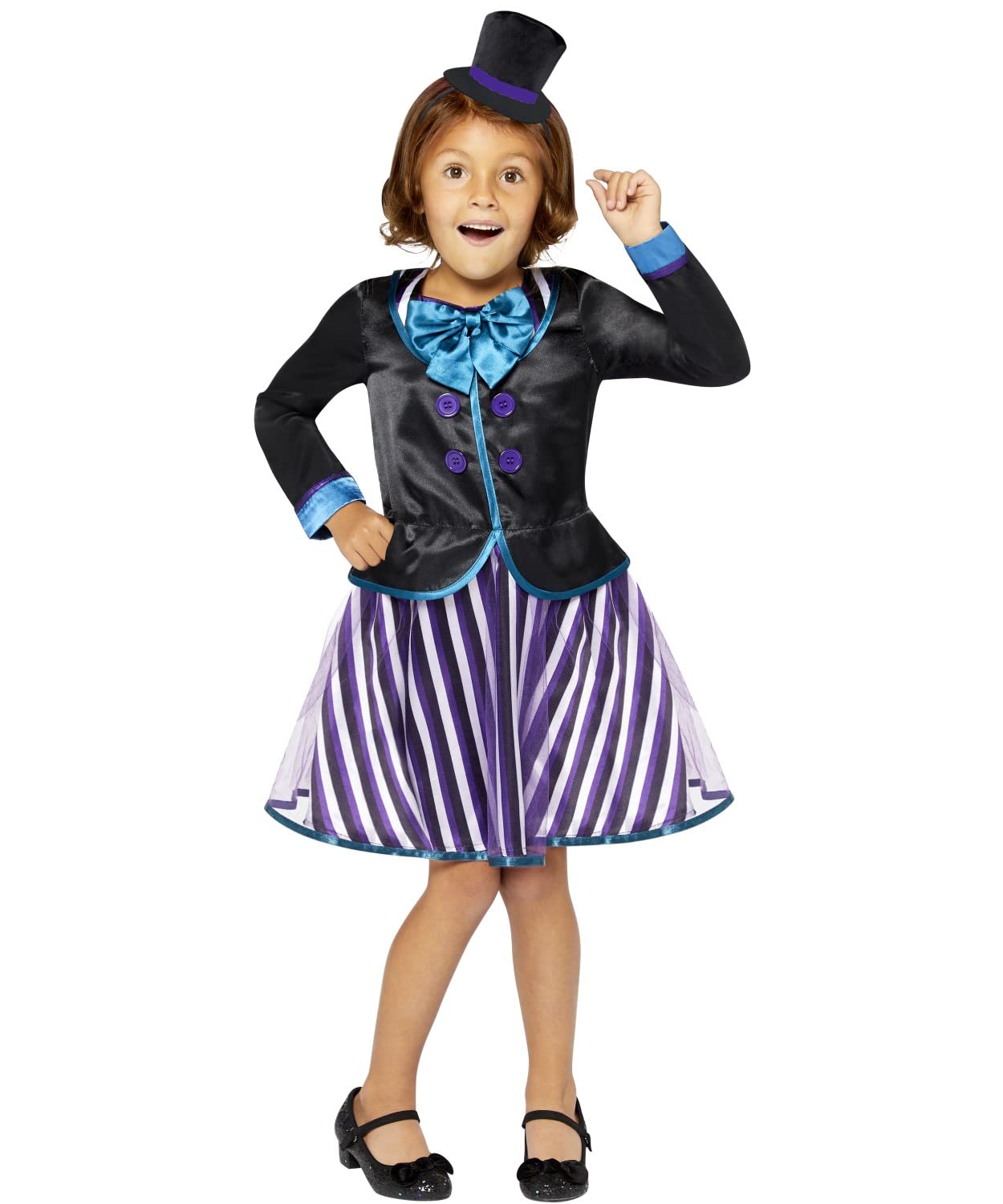 (PKT) (Fix 1/1) (9910015) Child Girls Dark Mad Hatter Costume (10-12yr)