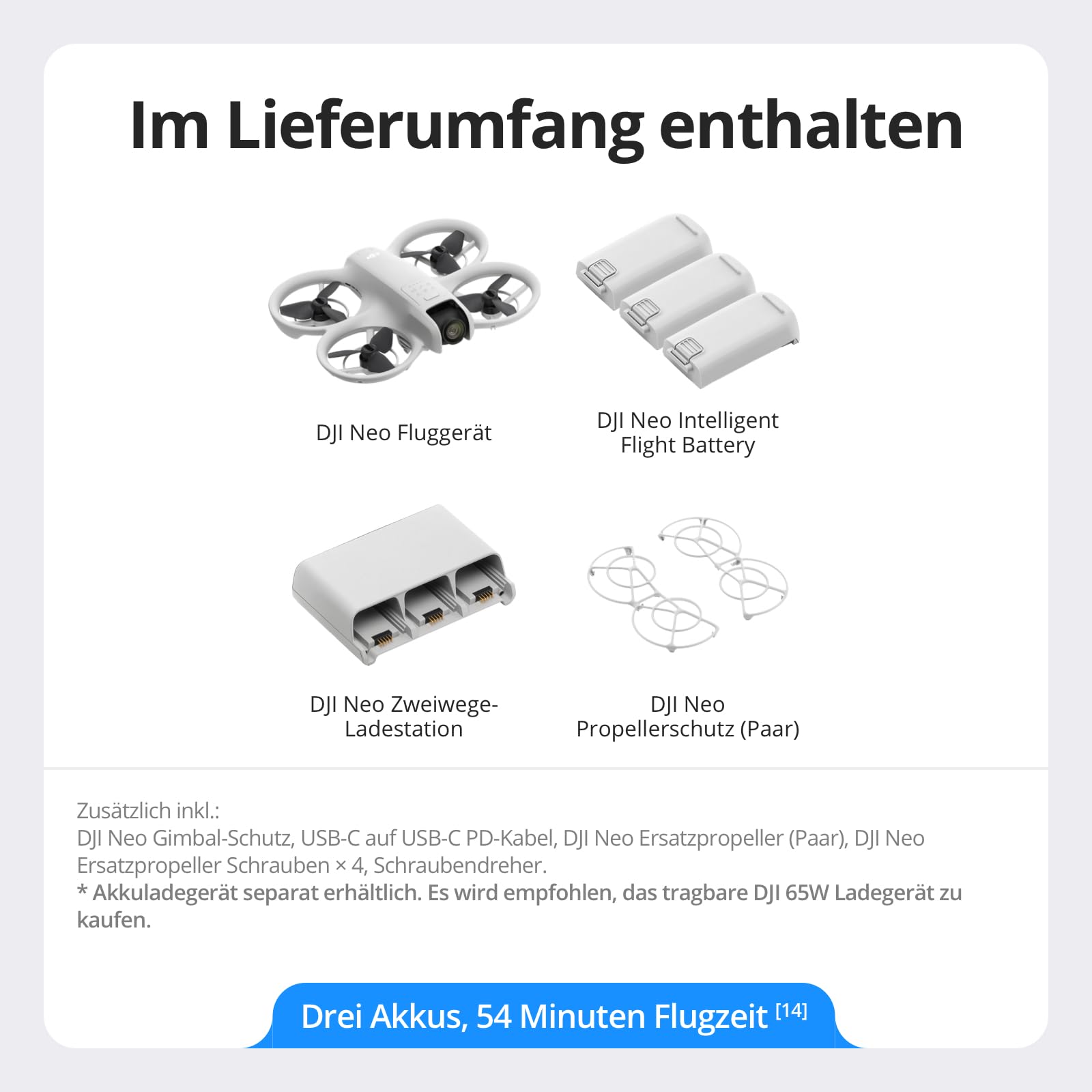 DJI Neo Combo mit 3 Akkus, Minidrohne mit 4K UHD-Kamera für Erwachsene, 135g selbstfliegende Drohne die dir folgt, Handstart, Motivverfolgung, QuickShots, stabilisiertes Video (Controllerfrei) 6