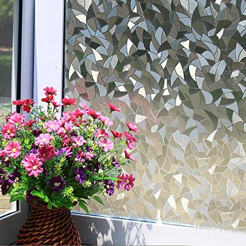 Leyden 3Ft X 6.5Ft.(90 x 200cm) Cut Glass Geometric No-Glue 3D Static Decorative Glass Window Films - Thumbnail 2