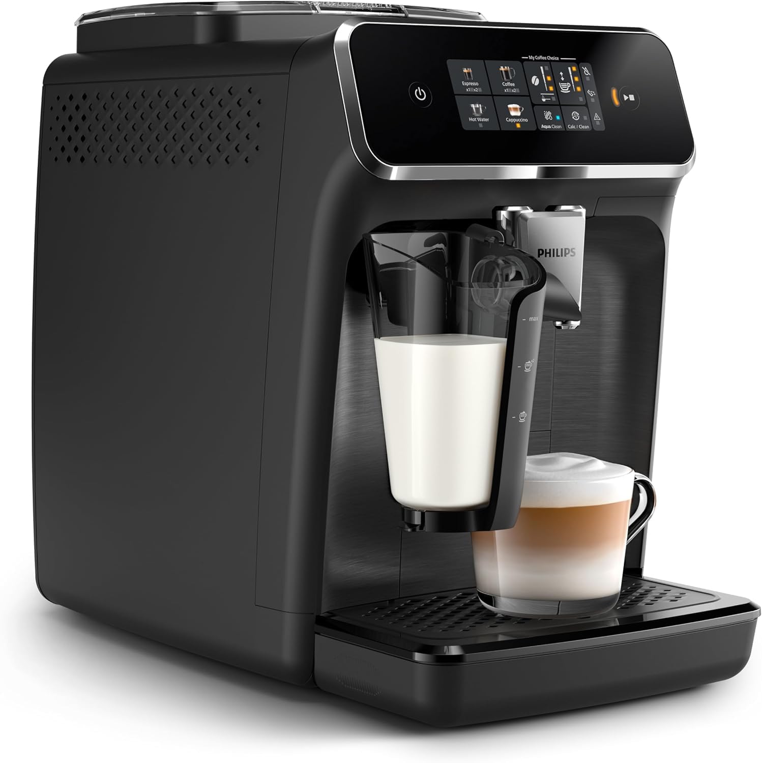 Philips 2300 Series Kaffeevollautomat - 4 Getränke, Modernes Farb-Touchscreen-Display, LatteGo-Milchsystem, SilentBrew, 100% Keramikmahlwerk, AquaClean Filter. Mattschwarz (EP2330/10) 2