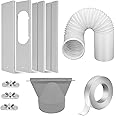 Portable Air Conditioner Window Kit with 5.1” Exhaust Hose, Adjustable Universal Window Seal for AC Unit… (5.1 inch with hose)