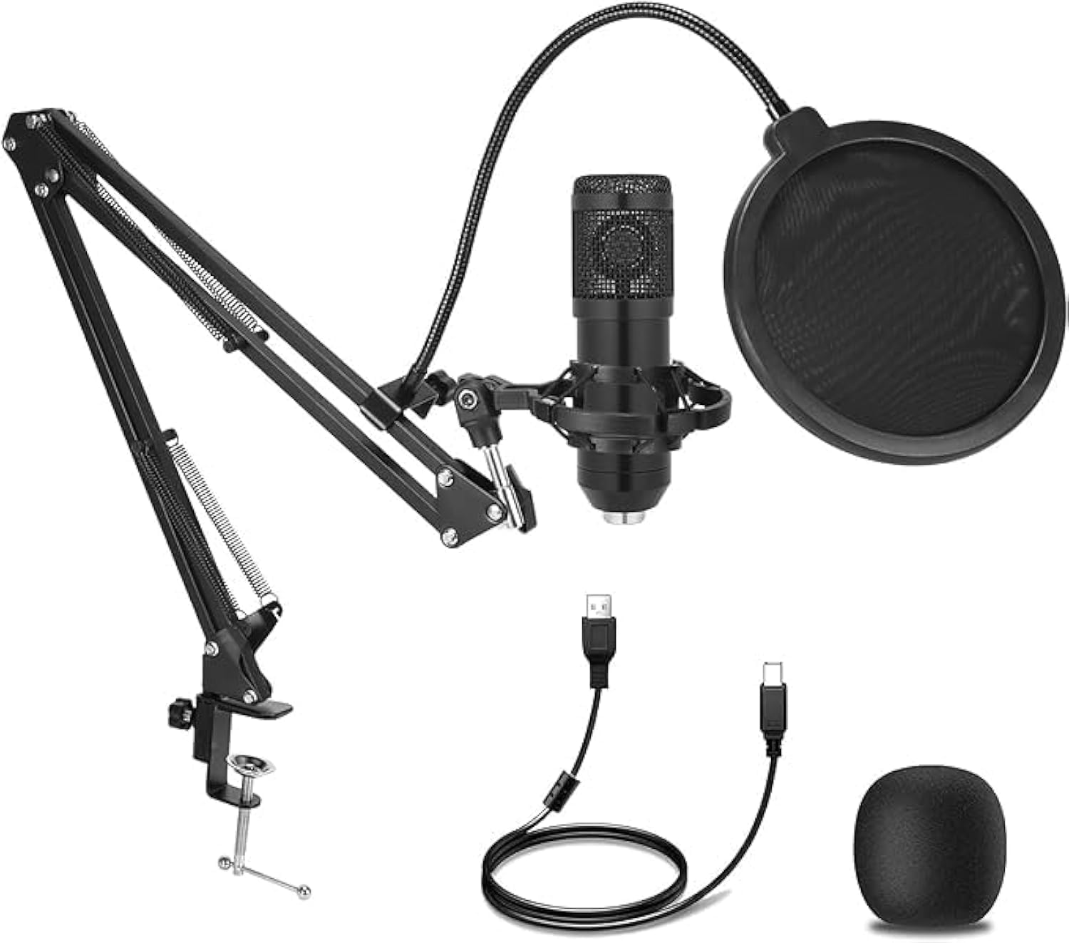 Photo 1 of TOPUPHOE Condenser Microphone,Professional Cardioid Studio Streaming Podcast PC Computer USB Microphone Set with Adjustable Mic Suspension Scissor Arm for Broadcasting,Gaming, YouTube,Meeting