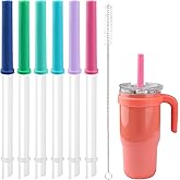 Replacement Straws Compatible With REDUCE Kids Coldee 2.0 Tumbler 18 Oz,Spill-Proof Replacement Silicone Top Lid Parts- 6 Multicolor Bite Valvesand Straws,1 Cleaning Brush