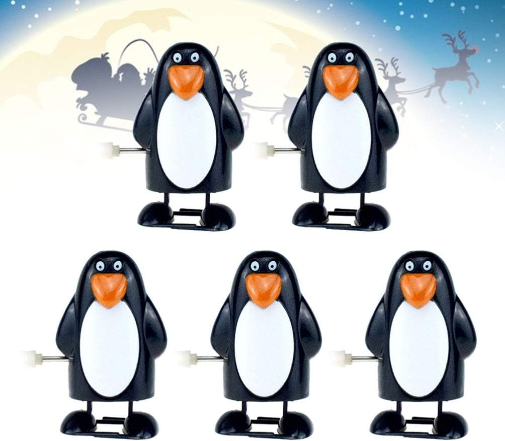 Christmas Clockwork Wind Up Toys Slim Penguin Clockwork Walking Toy Goodie Bag Fillers Xmas Party Favors for Kids 5pcs - Image 3