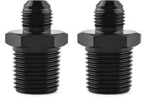 SINTLY 1/2" NPT to 6AN Flare Male AN6 Straight Fitting Union Flare Adapter Aluminum Black 2Pcs