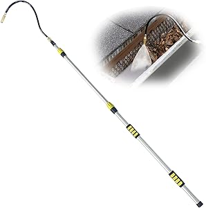 Buyplus Telescoping Gutter Cleaning Tool - 12 Foot Long Gutter Cleaners from The Ground, Extendable Gutter Cleaning Wand for Garden Hose, High Reach Gutter Cleaning Kit