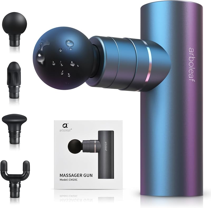 arboleaf Mini Massage Gun Deep Tissue 4 Heads 5 Speeds USB-C 60lb