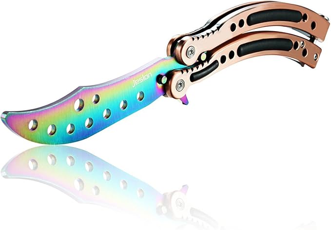 Amazon Co Jp 練習用バタフライナイフバタフライトレーナーfolding Dullブレードnoエッジツール カラフルブロンズハンドル スポーツ アウトドア