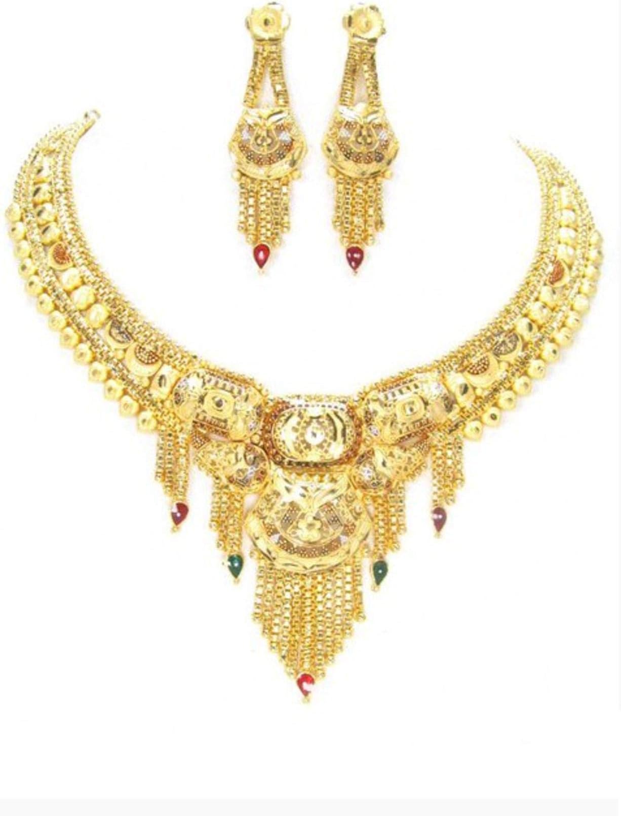 Arras Creations Traditional Authentic Exclusive One Gram Gold Necklace Set for Women or Girls /